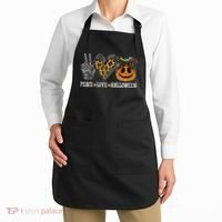 Peace Love Halloween Festive Leopard Apron thumb 2