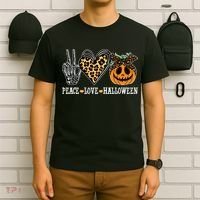 Peace Love Halloween Festive Leopard T-Shirt thumb 6