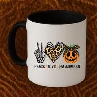 Peace Love Halloween Festive Leopard Coffee Mug thumb 2