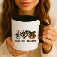 Peace Love Halloween Festive Leopard Coffee Mug thumb 3
