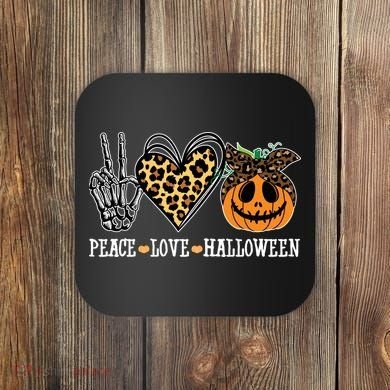 Peace Love Halloween Festive Leopard Coaster