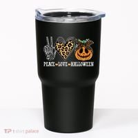 Peace Love Halloween Festive Leopard Tumbler thumb 0