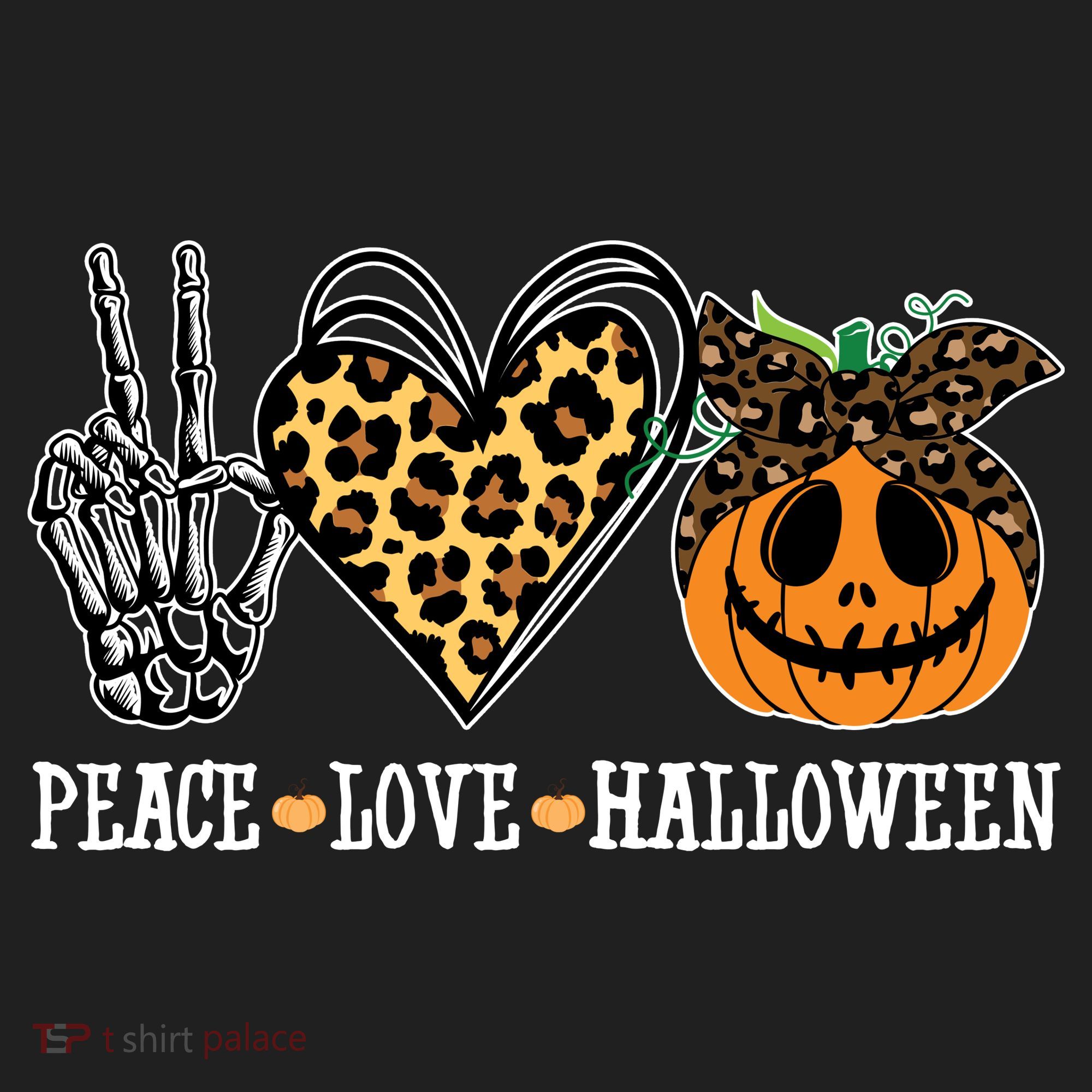 Peace Love Halloween Festive Leopard Hat