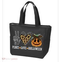 Peace Love Halloween Festive Leopard Tote Bag thumb 3