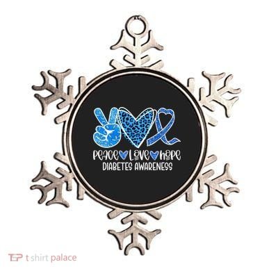 Peace Love Hope Leopard Blue Type 1 Diabetes Awareness Ornament