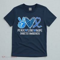 Peace Love Hope Leopard Blue Type 1 Diabetes Awareness T-Shirt thumb 5