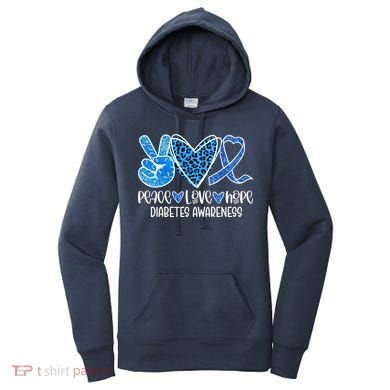 Peace Love Hope Leopard Blue Type 1 Diabetes Awareness Women's Hoodie