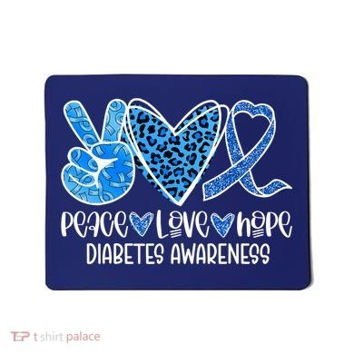 Peace Love Hope Leopard Blue Type 1 Diabetes Awareness Mousepad