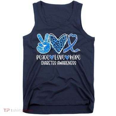 Peace Love Hope Leopard Blue Type 1 Diabetes Awareness Tank Top