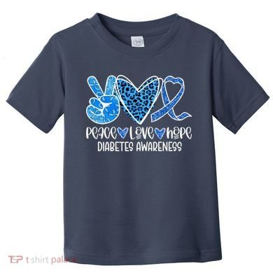 Peace Love Hope Leopard Blue Type 1 Diabetes Awareness Toddler T-Shirt