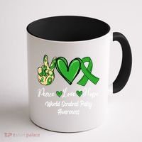 Peace Love Hope World Cerebral Palsy Awareness Day Ribbon Great Gift Coffee Mug thumb 1