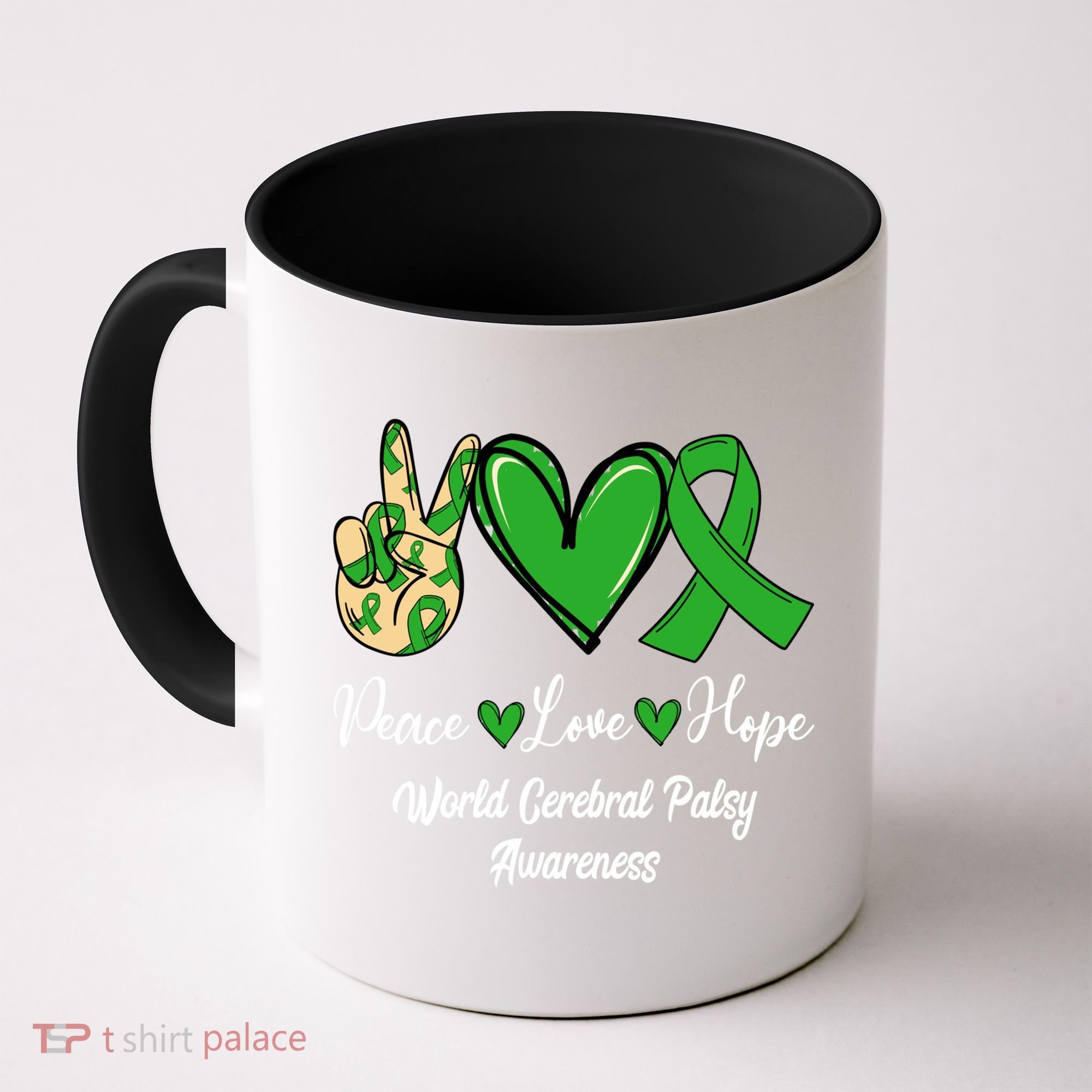 Peace Love Hope World Cerebral Palsy Awareness Day Ribbon Great Gift Coffee Mug
