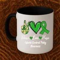Peace Love Hope World Cerebral Palsy Awareness Day Ribbon Great Gift Coffee Mug thumb 2