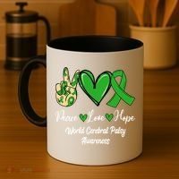 Peace Love Hope World Cerebral Palsy Awareness Day Ribbon Great Gift Coffee Mug thumb 4