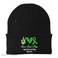 Peace Love Hope World Cerebral Palsy Awareness Day Ribbon Great Gift Beanie thumb 0