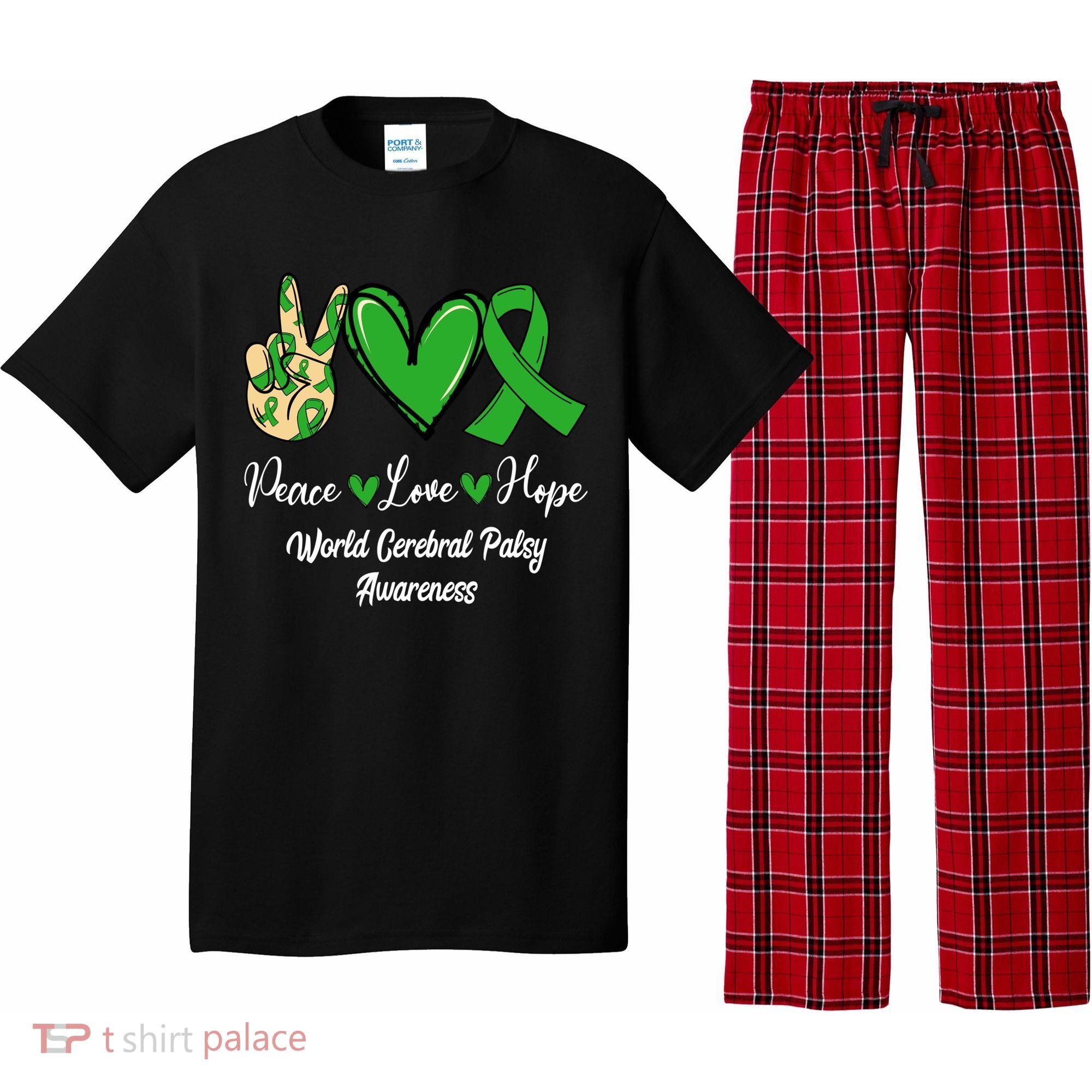 Peace Love Hope World Cerebral Palsy Awareness Day Ribbon Great Gift Pajama Set