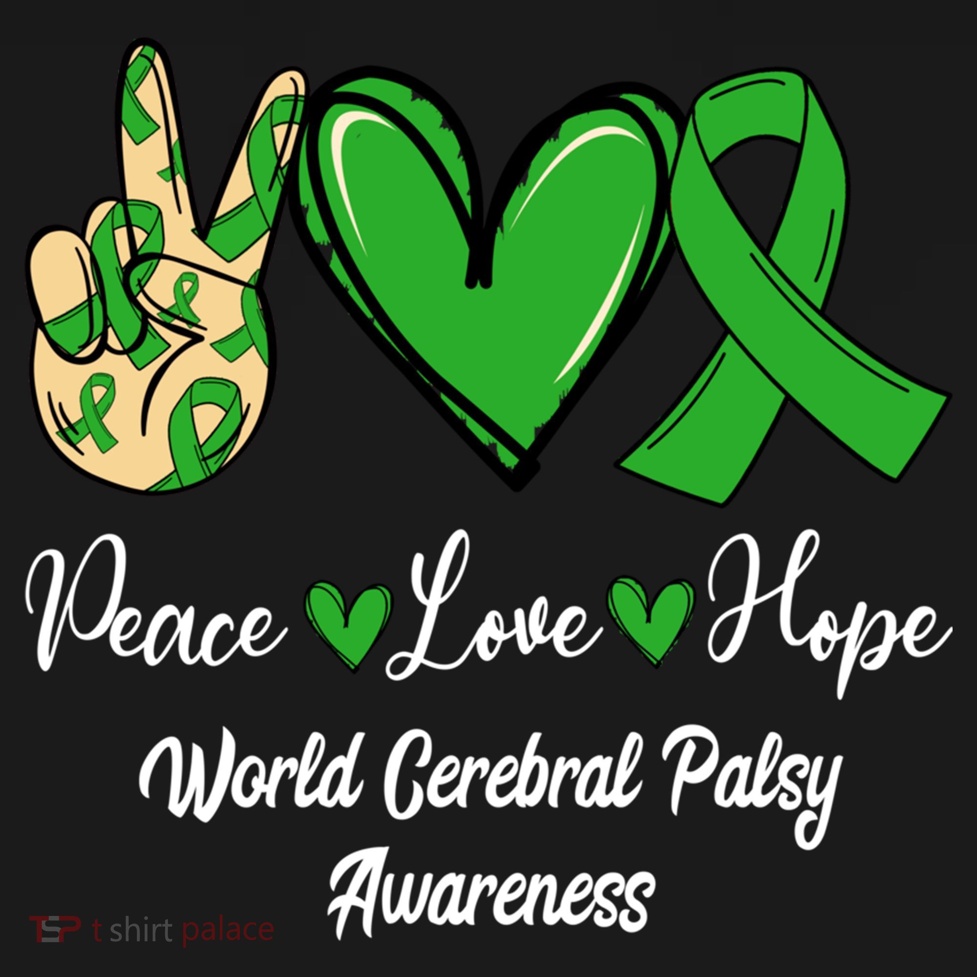 Peace Love Hope World Cerebral Palsy Awareness Day Ribbon Great Gift Women's Hoodie