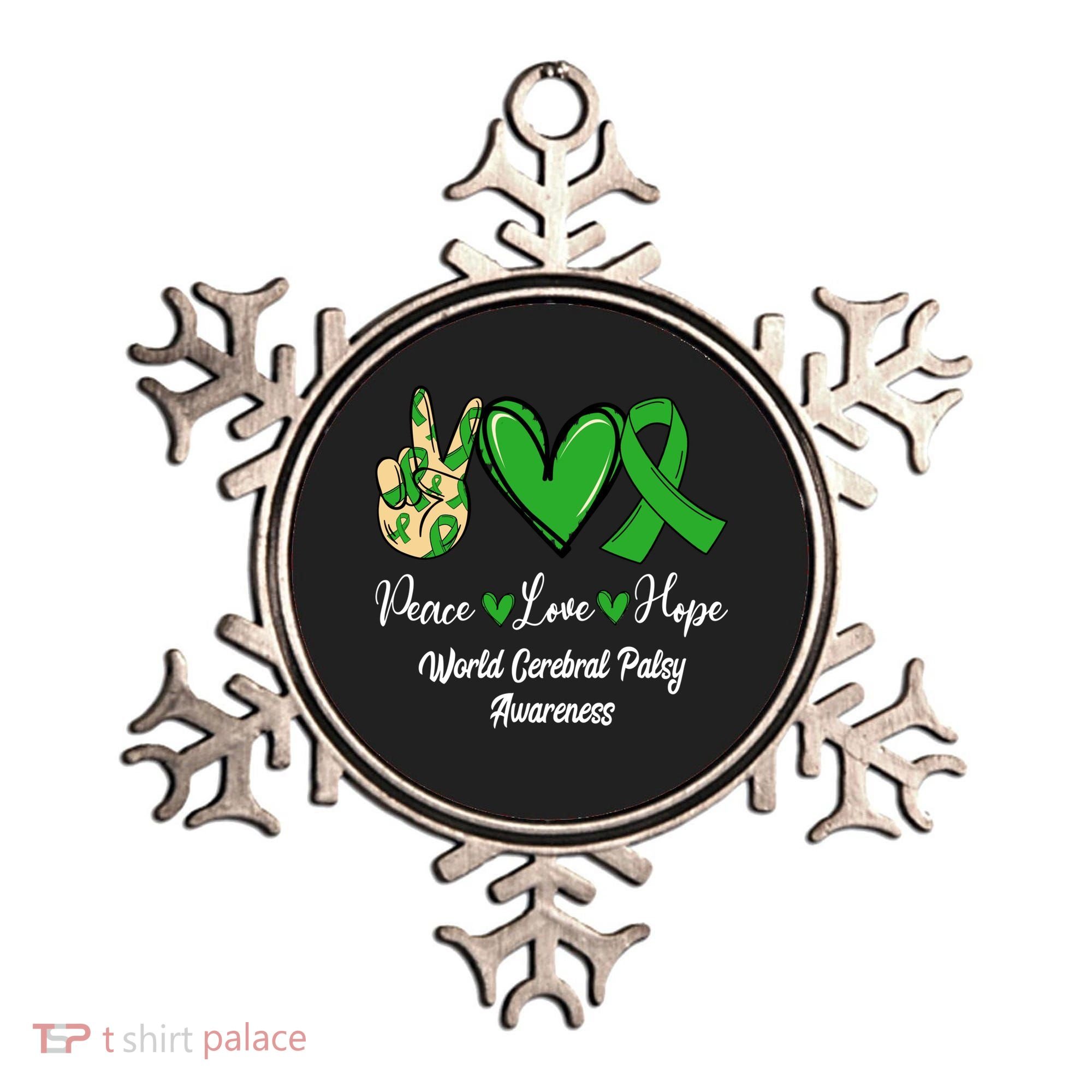 Peace Love Hope World Cerebral Palsy Awareness Day Ribbon Great Gift Ornament