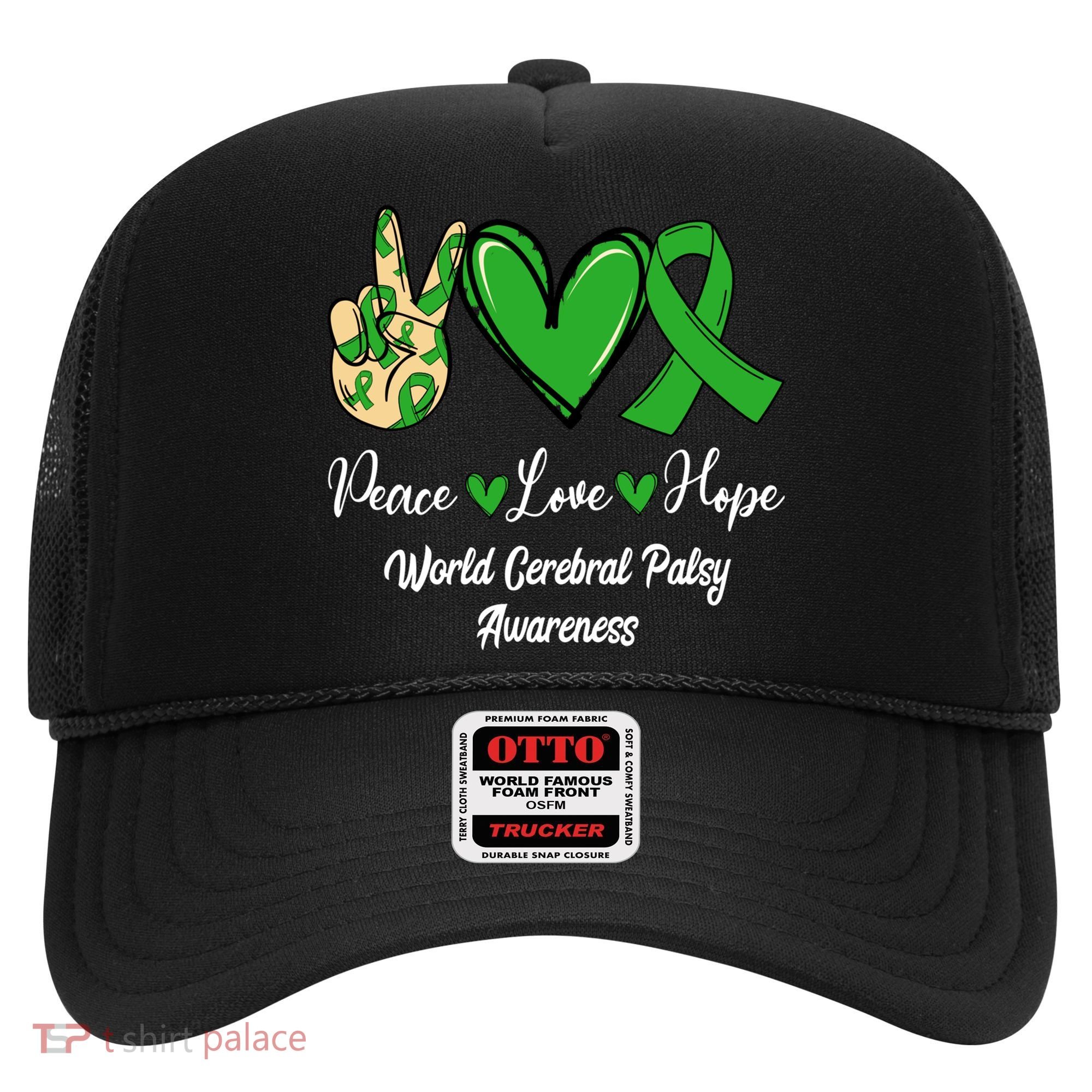 Peace Love Hope World Cerebral Palsy Awareness Day Ribbon Great Gift Hat