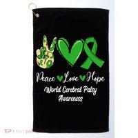 Peace Love Hope World Cerebral Palsy Awareness Day Ribbon Great Gift Golf Towel thumb 0