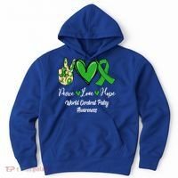 Peace Love Hope World Cerebral Palsy Awareness Day Ribbon Great Gift Hoodie thumb 0