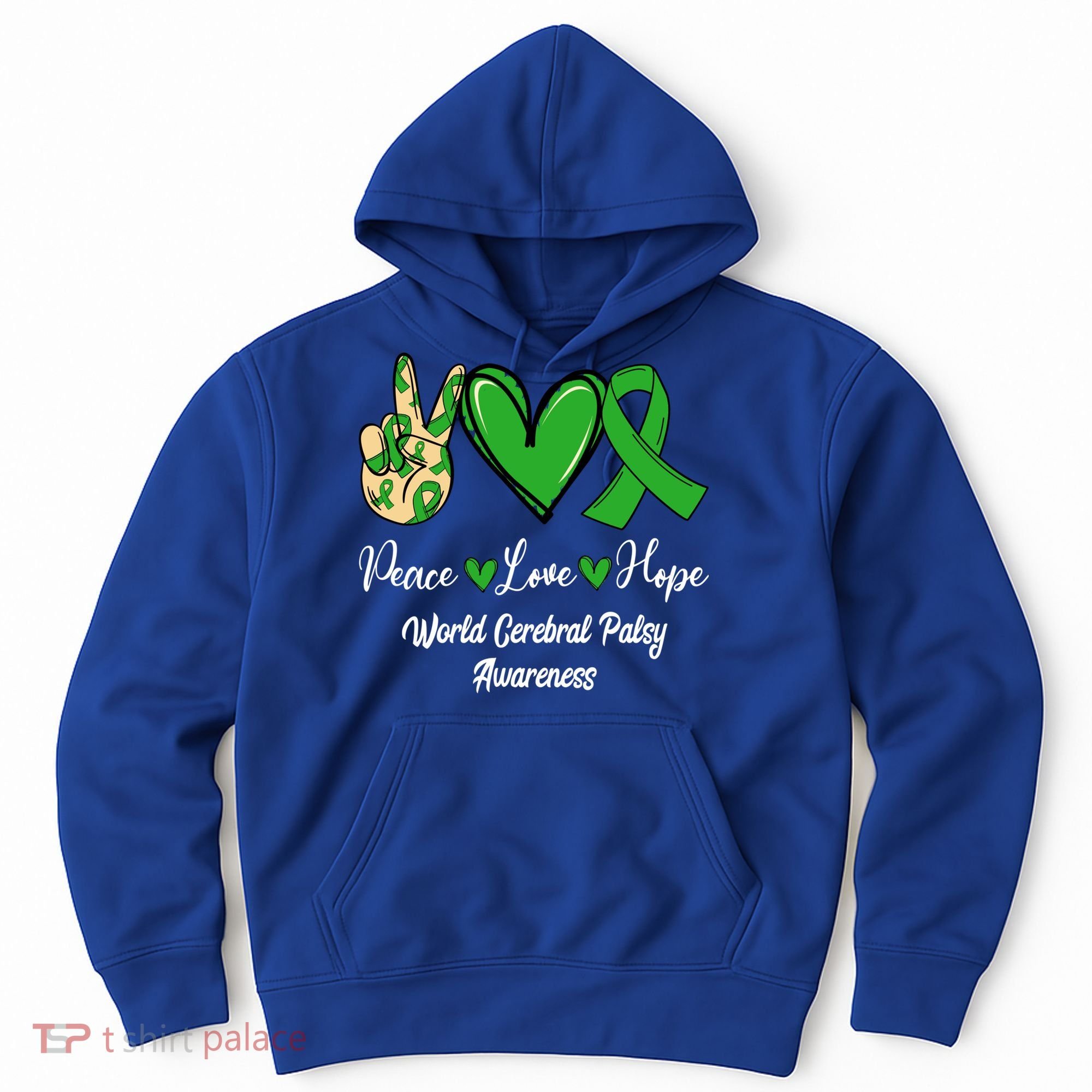 Peace Love Hope World Cerebral Palsy Awareness Day Ribbon Great Gift Hoodie