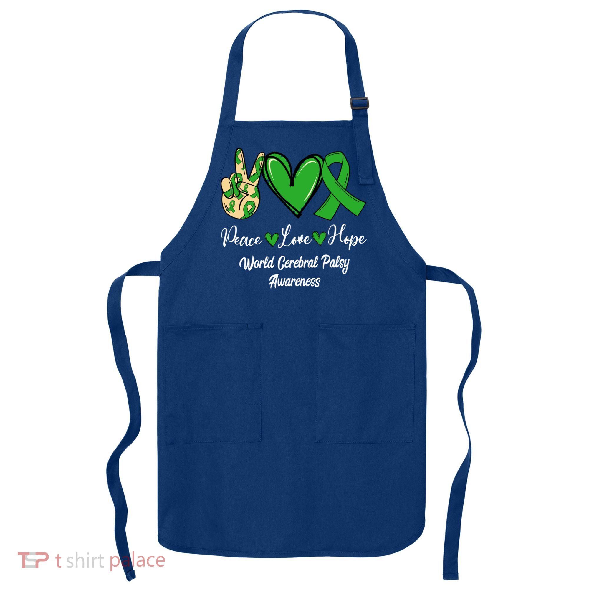 Peace Love Hope World Cerebral Palsy Awareness Day Ribbon Great Gift Apron