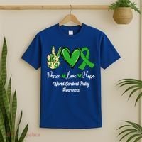 Peace Love Hope World Cerebral Palsy Awareness Day Ribbon Great Gift T-Shirt thumb 2