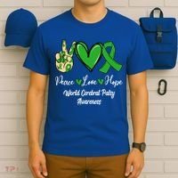 Peace Love Hope World Cerebral Palsy Awareness Day Ribbon Great Gift T-Shirt thumb 6