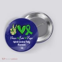 Peace Love Hope World Cerebral Palsy Awareness Day Ribbon Great Gift Button thumb 0