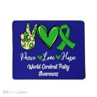 Peace Love Hope World Cerebral Palsy Awareness Day Ribbon Great Gift Mousepad thumb 0