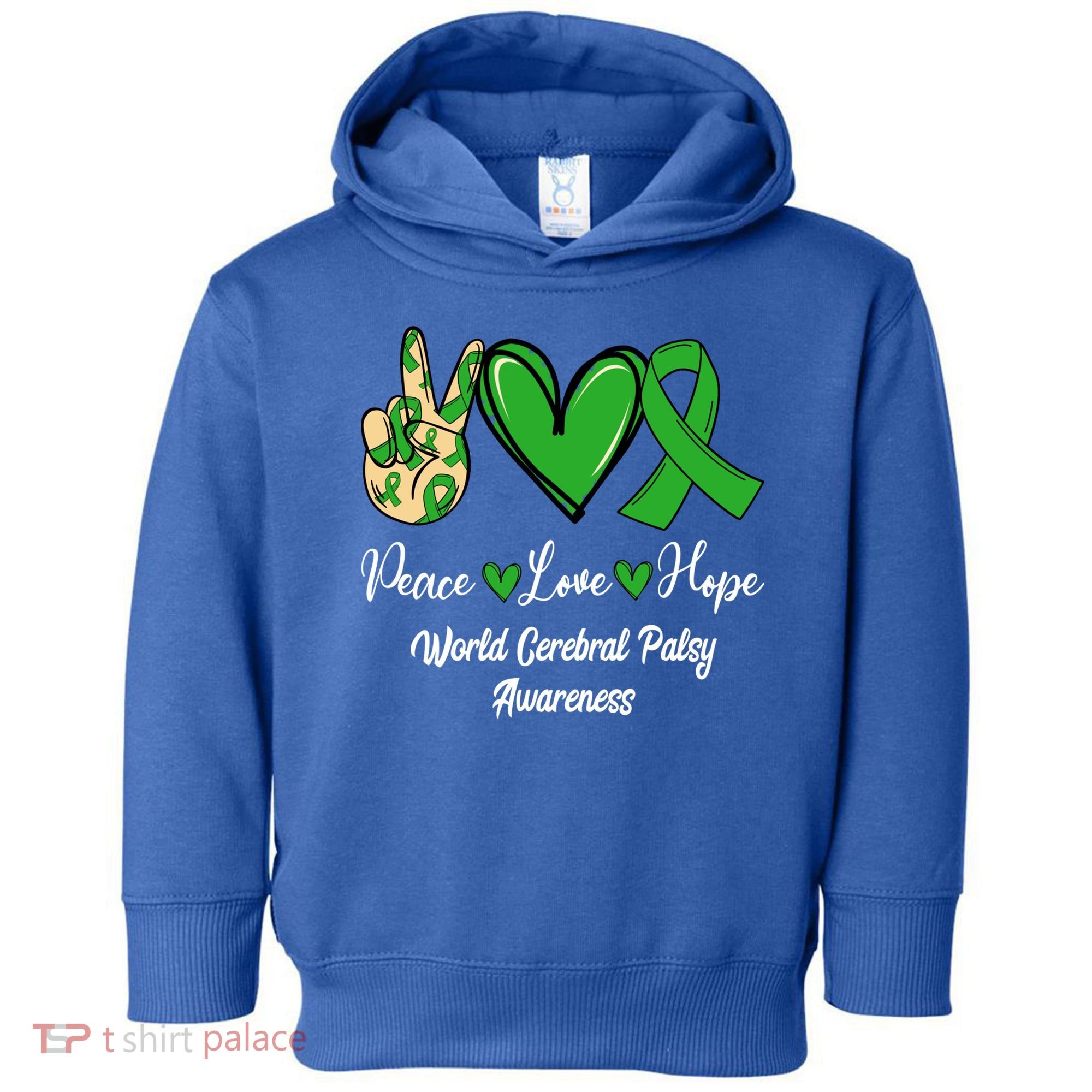 Peace Love Hope World Cerebral Palsy Awareness Day Ribbon Great Gift Toddler Hoodie