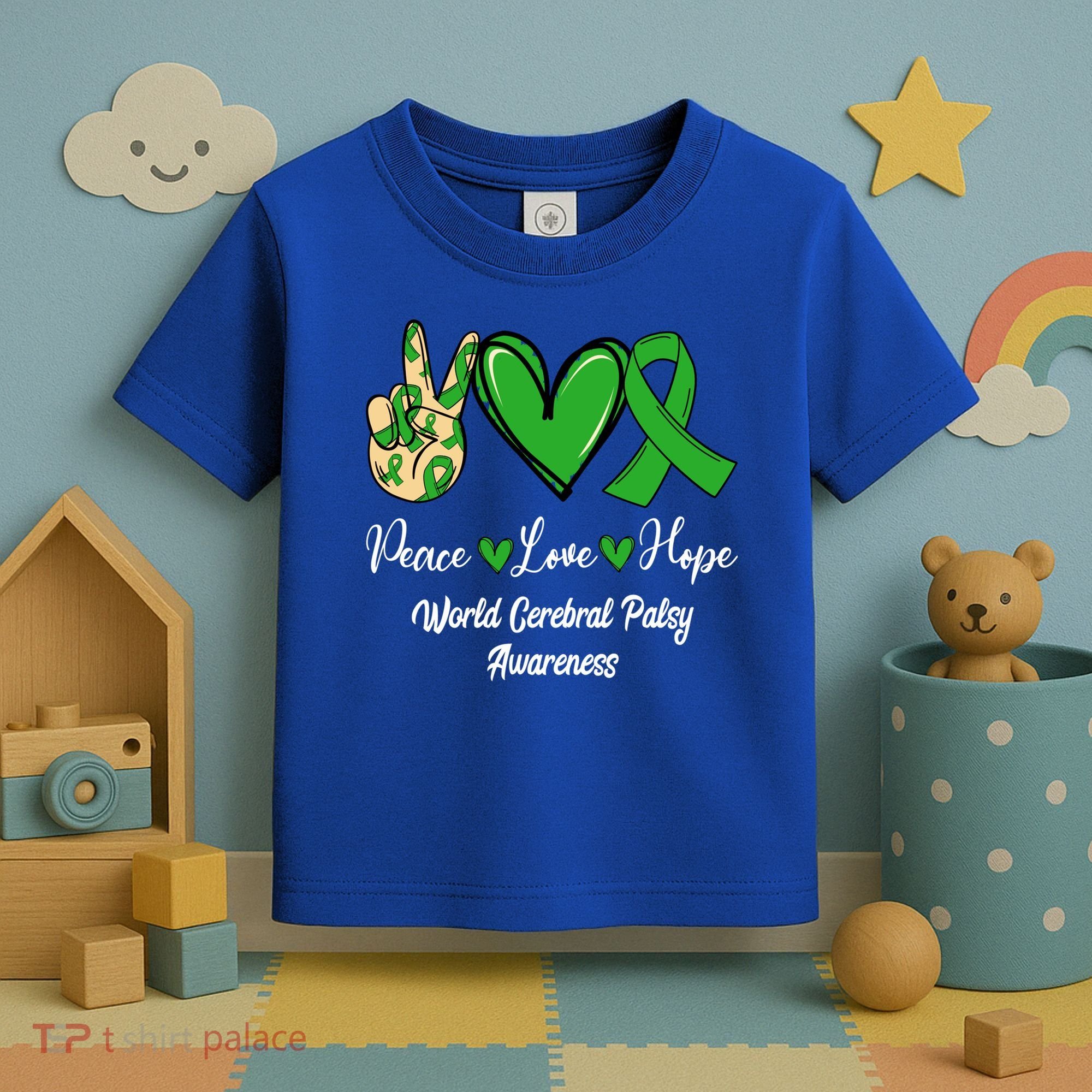 Peace Love Hope World Cerebral Palsy Awareness Day Ribbon Great Gift Toddler T-Shirt