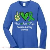 Peace Love Hope World Cerebral Palsy Awareness Day Ribbon Great Gift Women's Long Sleeve Shirt thumb 0