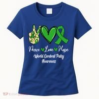 Peace Love Hope World Cerebral Palsy Awareness Day Ribbon Great Gift Women's T-Shirt thumb 0