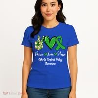 Peace Love Hope World Cerebral Palsy Awareness Day Ribbon Great Gift Women's T-Shirt thumb 4