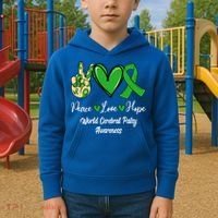 Peace Love Hope World Cerebral Palsy Awareness Day Ribbon Great Gift Kids Hoodie thumb 2