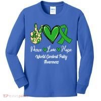 Peace Love Hope World Cerebral Palsy Awareness Day Ribbon Great Gift Kids Long Sleeve Shirt thumb 0