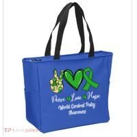 Peace Love Hope World Cerebral Palsy Awareness Day Ribbon Great Gift Tote Bag thumb 2