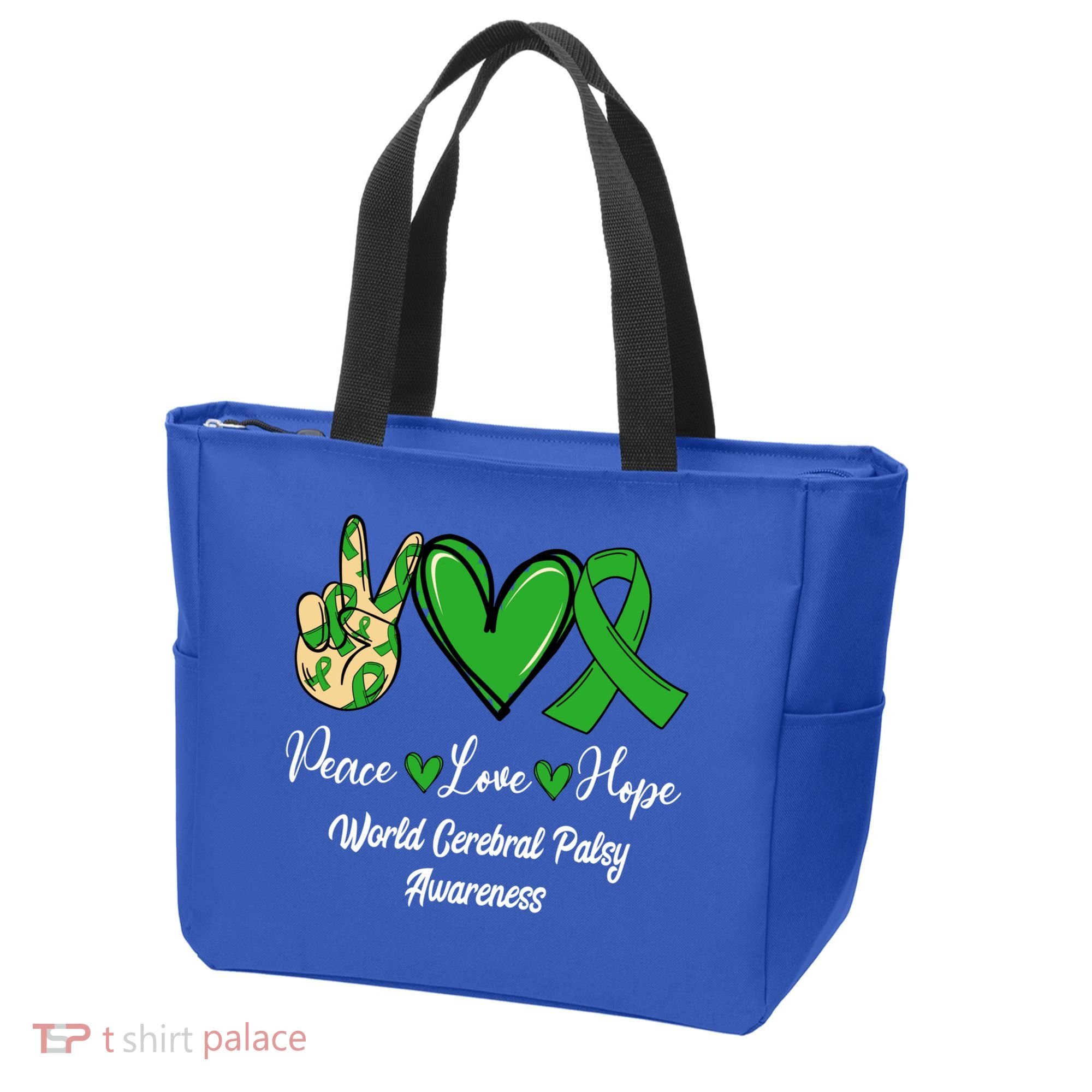 Peace Love Hope World Cerebral Palsy Awareness Day Ribbon Great Gift Tote Bag