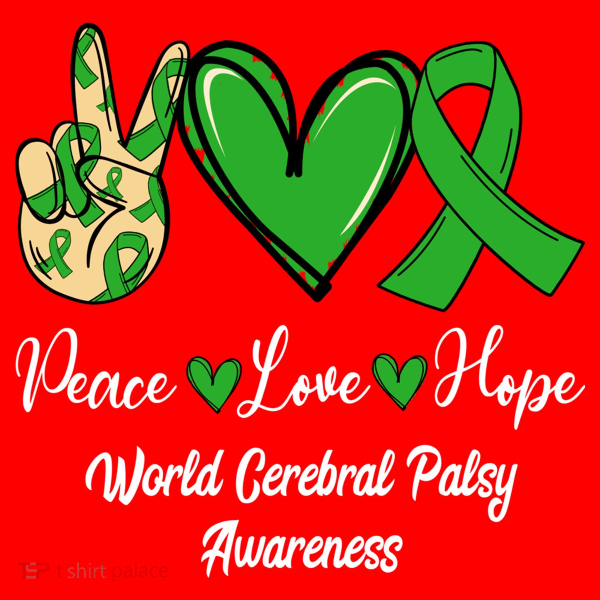 Peace Love Hope World Cerebral Palsy Awareness Day Ribbon Great Gift Santa Hat