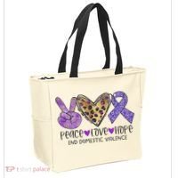 Peace Love Hope End Domestic Violence Awareness Tote Bag thumb 2