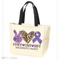 Peace Love Hope End Domestic Violence Awareness Tote Bag thumb 3