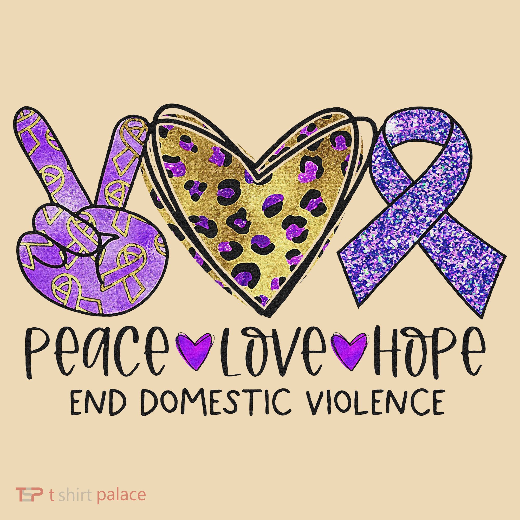 Peace Love Hope End Domestic Violence Awareness Tote Bag