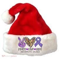 Peace Love Hope End Domestic Violence Awareness Santa Hat thumb 0
