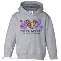 Peace Love Hope End Domestic Violence Awareness Toddler Hoodie thumb 0