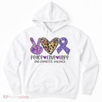 Peace Love Hope End Domestic Violence Awareness Hoodie thumb 0