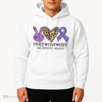Peace Love Hope End Domestic Violence Awareness Hoodie thumb 2