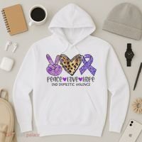 Peace Love Hope End Domestic Violence Awareness Hoodie thumb 3