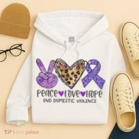 Peace Love Hope End Domestic Violence Awareness Hoodie thumb 4